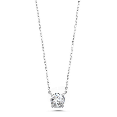 1 Karat Tektaş Gümüş Kolye - CNG Jewels