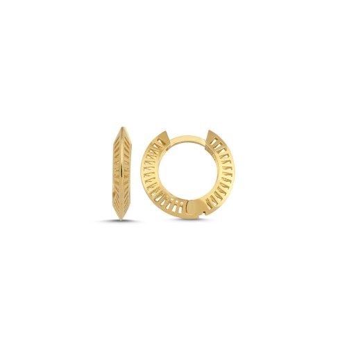 14 Ayar Altın Ajurlu Halka Küpe 16mm Çap - CNG Jewels