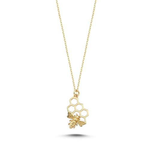 14 Ayar Altın Arı Bal Peteği Kolye - CNG Jewels