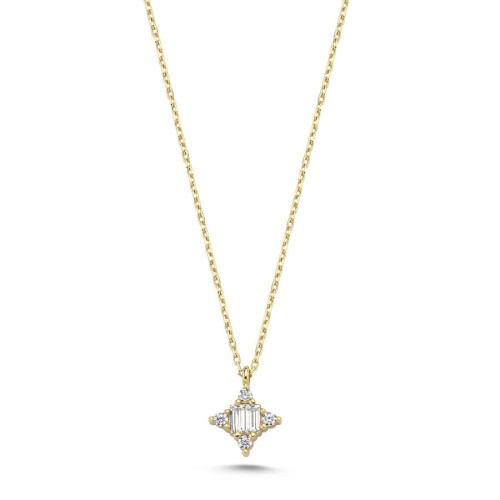14 Ayar Altın Baget Minimal Kutup Yıldızı Kolye - CNG Jewels