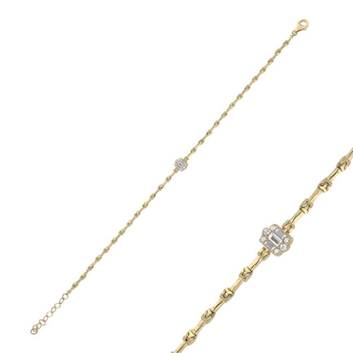 14 Ayar Altın Baget Taşlı Bileklik - CNG Jewels