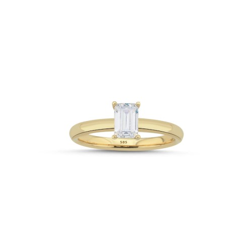 14 Ayar Altın Baget Tektaş Yüzük - CNG Jewels