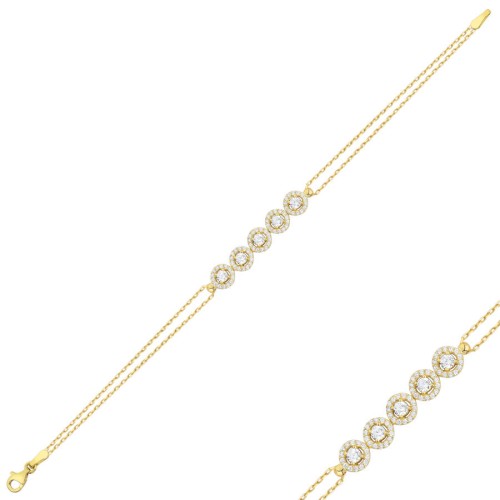 14 Ayar Altın Beşli Taşlı Bileklik - CNG Jewels