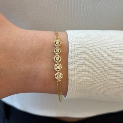 14 Ayar Altın Beşli Taşlı Bileklik - CNG Jewels (1)