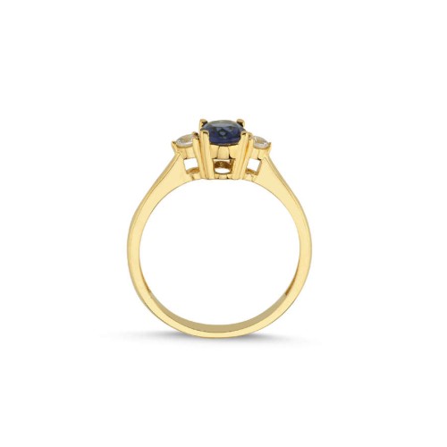 14 Ayar Altın Blue Safir Taşlı Yüzük - CNG Jewels (1)