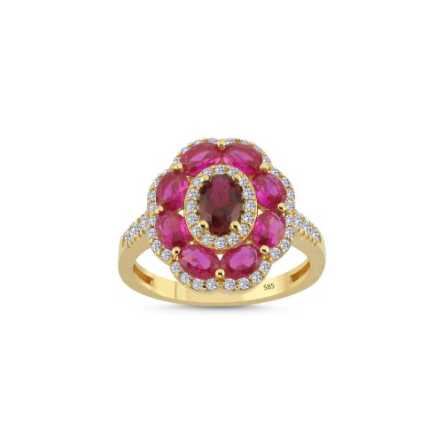14 Ayar Altın Crown Yakut Yüzük - CNG Jewels