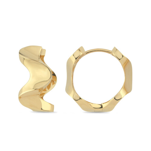 14 Ayar Altın Dalgalı Halka Küpe - CNG Jewels