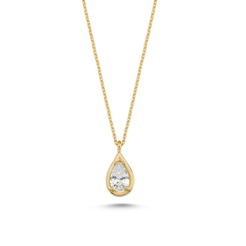14 Ayar Altın Damla Taşlı Kolye - CNG Jewels