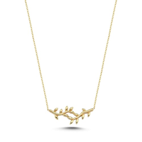 14 Ayar Altın Defne Yaprağı Kolye - CNG Jewels