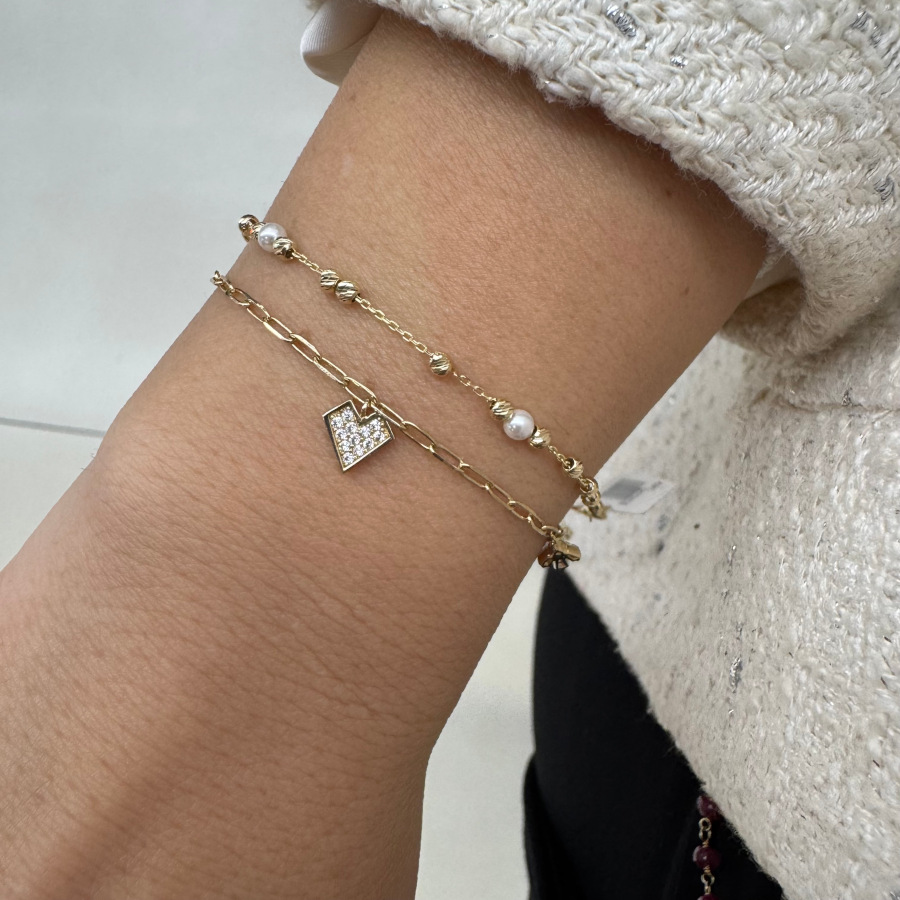 14 Ayar Altın İncili Dorika Bileklik - CNG Jewels (1)