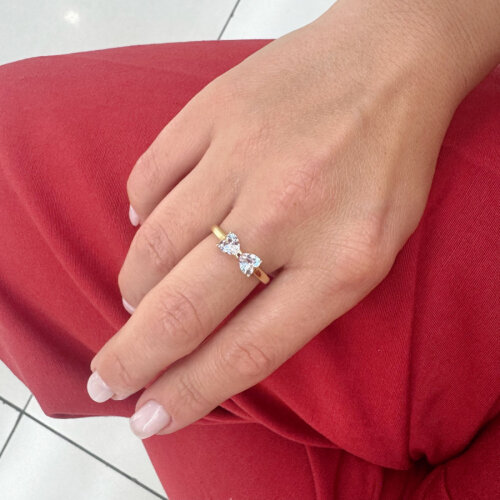 14 Ayar Altın Kalp Fiyonk Yüzük - CNG Jewels (1)