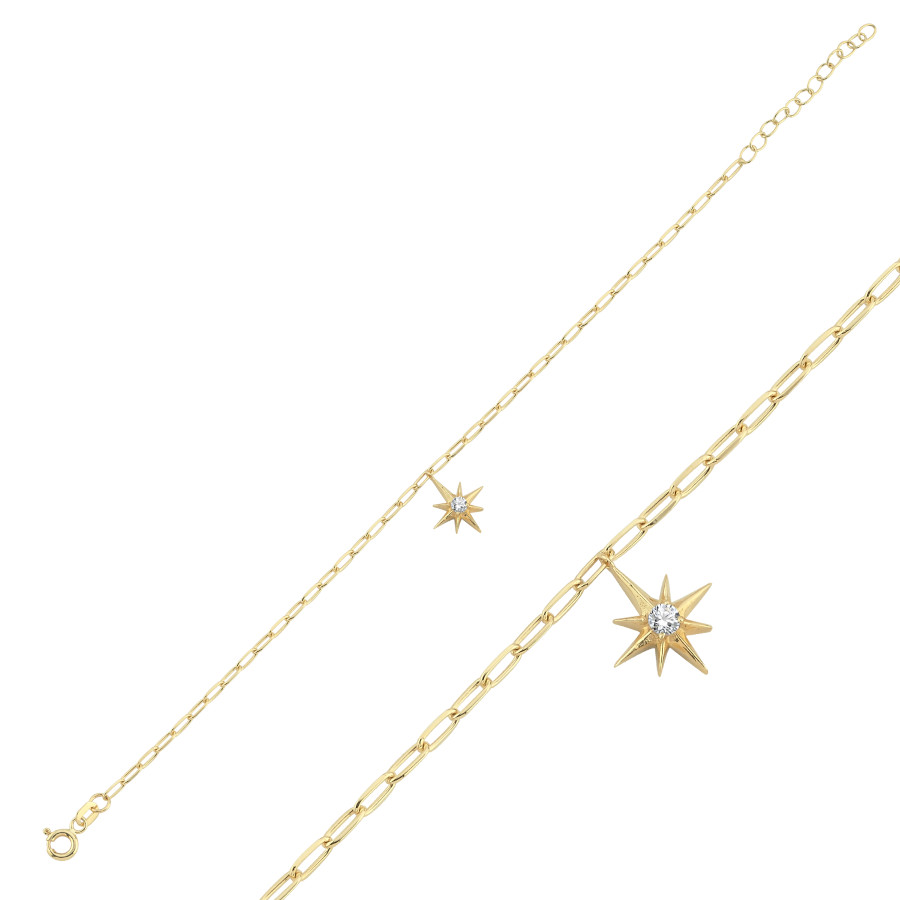 14 Ayar Altın Kutup Yıldızı Charm Bileklik - CNG Jewels