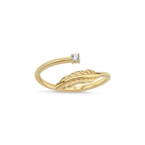 14 Ayar Altın Leaf Yaprak Yüzük - CNG Jewels