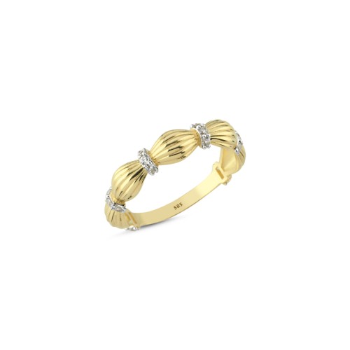 14 Ayar Altın Lily Taşlı Trendy Yüzük - CNG Jewels