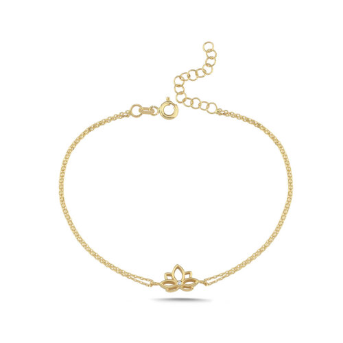 14 Ayar Altın Lotus Bileklik - 3