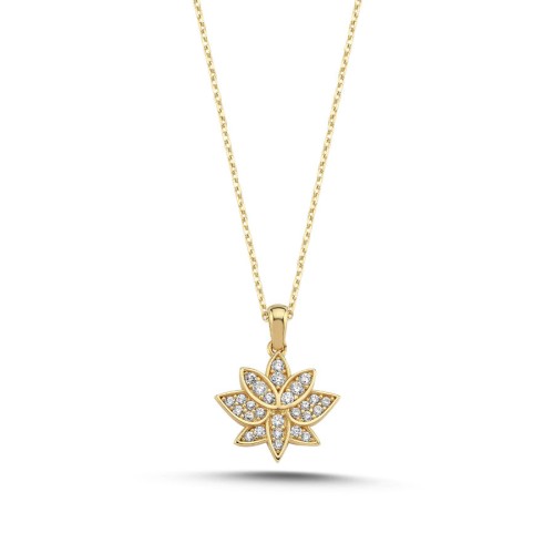 14 Ayar Altın Lotus Çiçeği Kolye - CNG Jewels