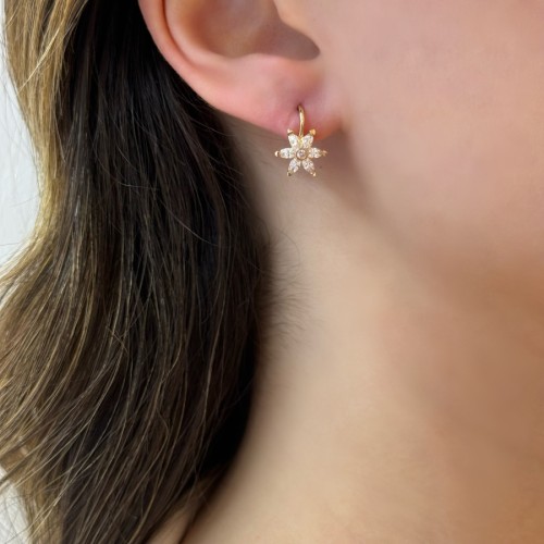 14 Ayar Altın Markiz Çiçek Küpe - CNG Jewels (1)