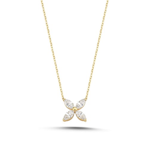 14 Ayar Altın Markiz Roza Kolye - CNG Jewels
