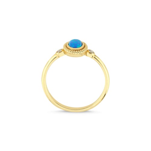14 Ayar Altın Mavi Opal Taşlı Yüzük - CNG Jewels (1)