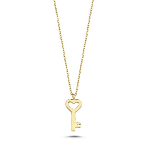 14 Ayar Altın Minimal Anahtar Kolye - CNG Jewels