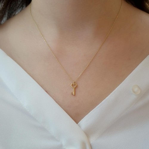 14 Ayar Altın Minimal Anahtar Kolye - CNG Jewels (1)