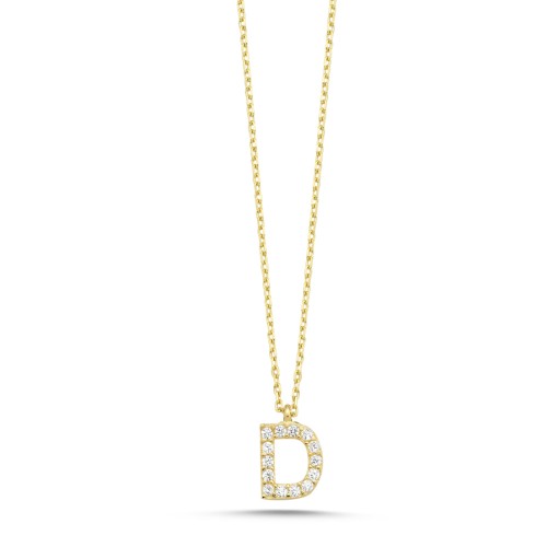 14 Ayar Altın Minimal D Harfi Kolye - CNG Jewels