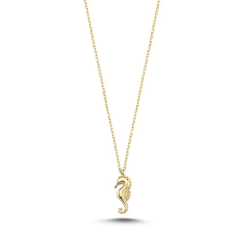 14 Ayar Altın Minimal Deniz Atı Kolye - CNG Jewels