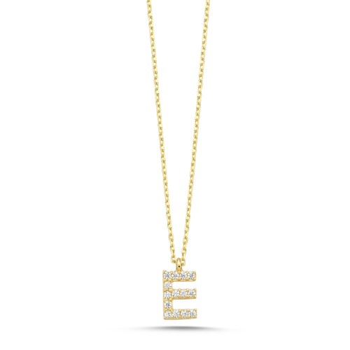 14 Ayar Altın Minimal E Harfi Kolye - CNG Jewels