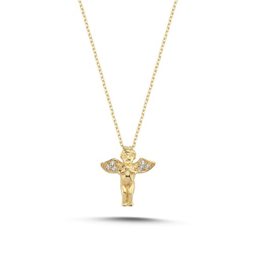 14 Ayar Altın Minimal Eros Melek Kolye - CNG Jewels