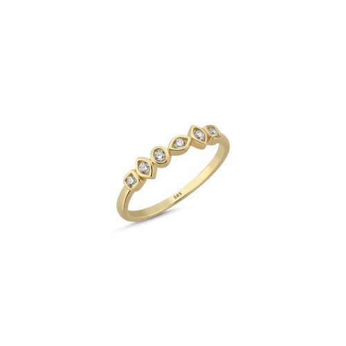 14 Ayar Altın Minimal Hexa Yüzük - CNG Jewels