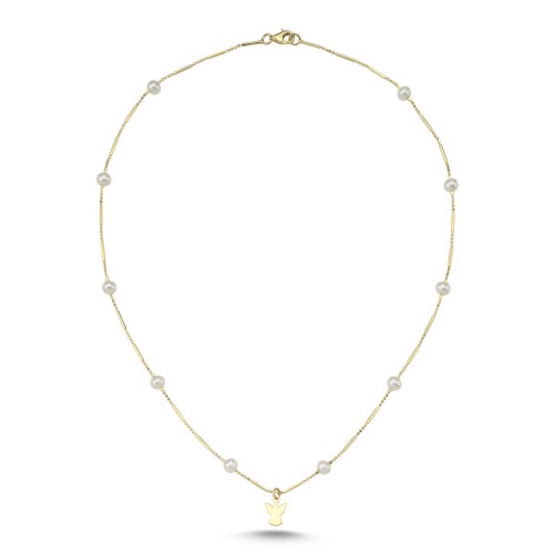 14 Ayar Altın Minimal Melek İnci Kolye - CNG Jewels (1)
