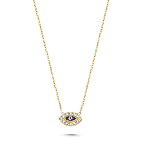 14 Ayar Altın Minimal Nazar Göz Kolye - CNG Jewels