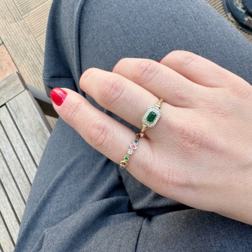 14 Ayar Altın Minimal Renkli Taşlı Yüzük - CNG Jewels (1)