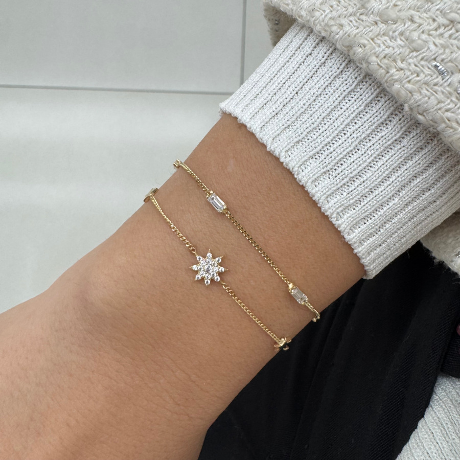 14 Ayar Altın Minimal Taşlı Kutup Yıldızı Bileklik - CNG Jewels (1)