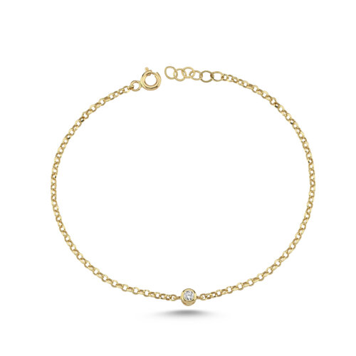 14 Ayar Altın Minimal Tektaş Bileklik - CNG Jewels (1)