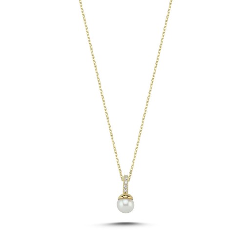 14 Ayar Altın Minimal Top İnci Kolye - CNG Jewels
