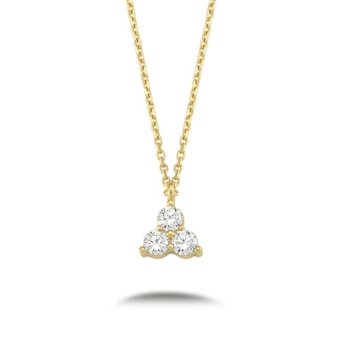 14 Ayar Altın Minimal Tria Taşlı Üçgen Kolye - CNG Jewels