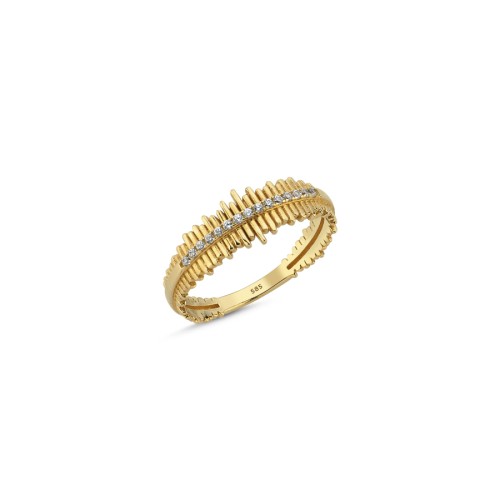 14 Ayar Altın Modern Çizgili Yüzük - CNG Jewels
