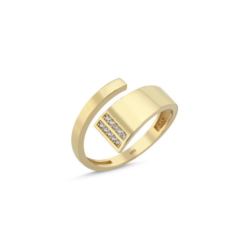 14 Ayar Altın Modern Süzme Bant Yüzük - CNG Jewels