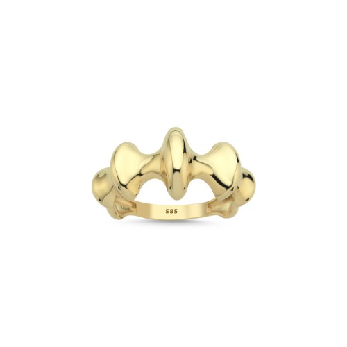 14 Ayar Altın Modern Tasarım Yumruk Yüzük - CNG Jewels