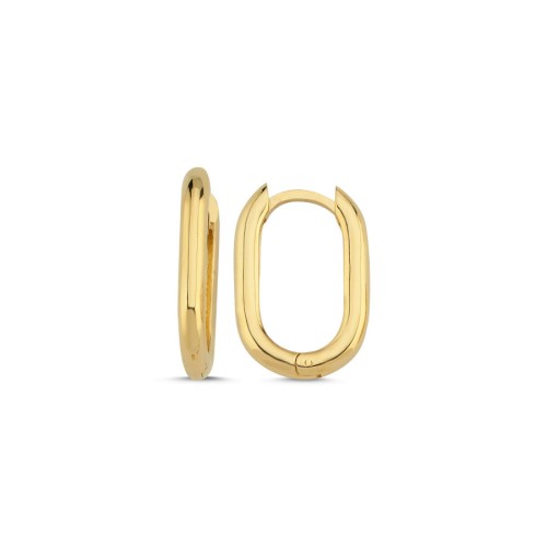 14 Ayar Altın Oval Halka Küpe - CNG Jewels