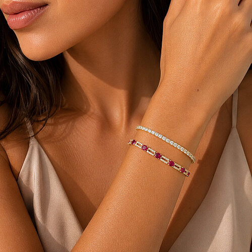 14 Ayar Altın Oval Ruby Işık Seli Su Yolu Bileklik - CNG Jewels (1)