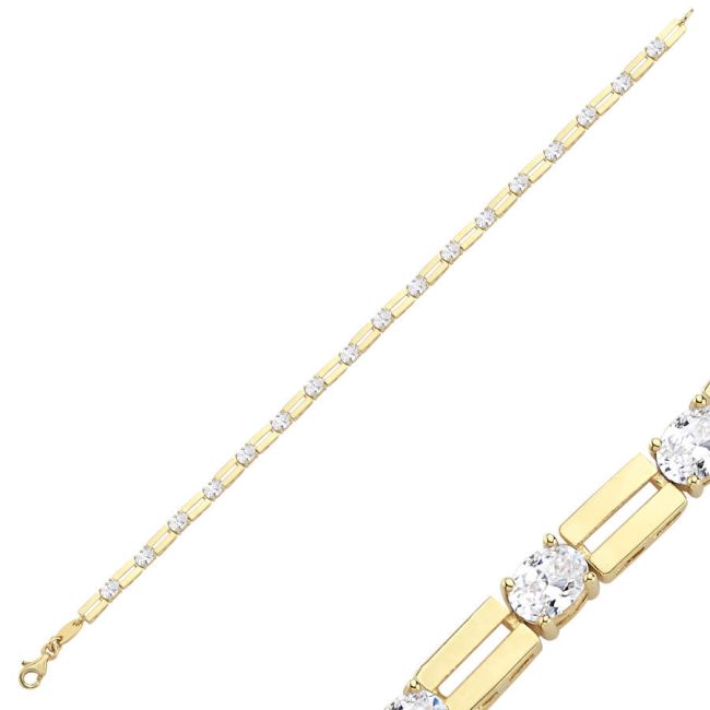 14 Ayar Altın Oval Taşlı Işık Seli Su Yolu Bileklik - 1