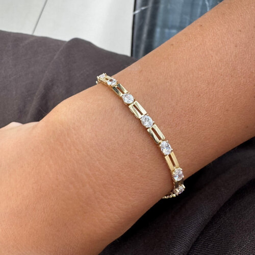 14 Ayar Altın Oval Taşlı Işık Seli Suyolu Bileklik - CNG Jewels (1)