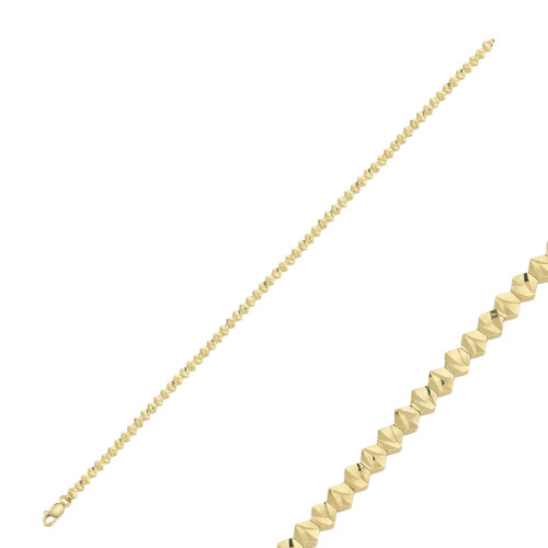 14 Ayar Altın Parlak Hexagon Su Yolu Bileklik - CNG Jewels