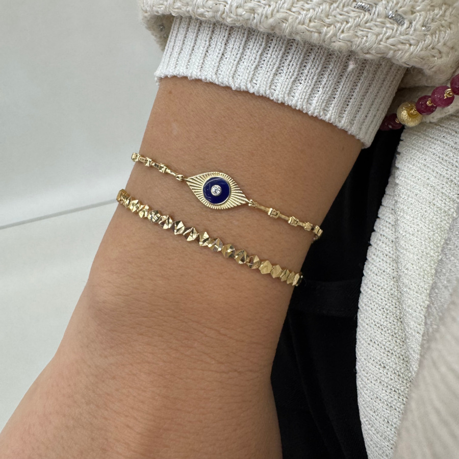 14 Ayar Altın Parlak Hexagon Su Yolu Bileklik - CNG Jewels (1)