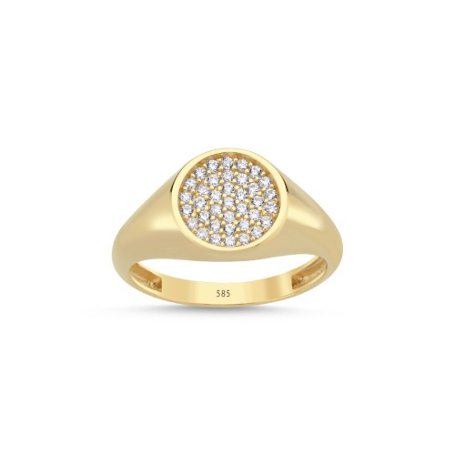 14 Ayar Altın Pave Taşlı Serçe Parmak Yüzüğü - CNG Jewels