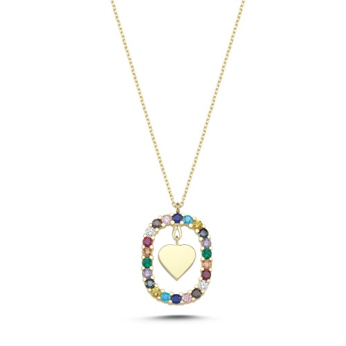 14 Ayar Altın Renkli Frame Kalp Kolye - CNG Jewels