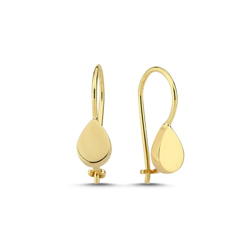 14 Ayar Altın Sade Damla Sallantılı Küpe - CNG Jewels