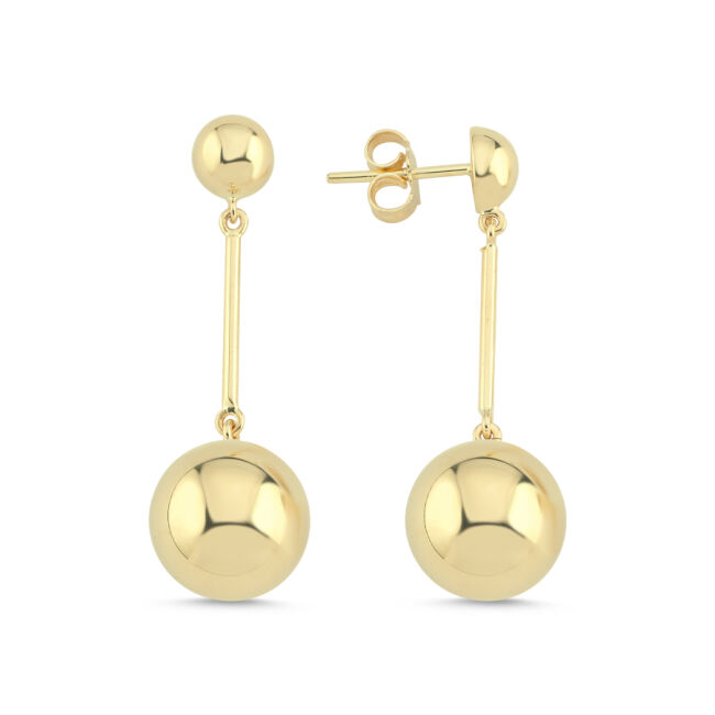 14 Ayar Altın Sallantılı Büyük Top Küpe - 1